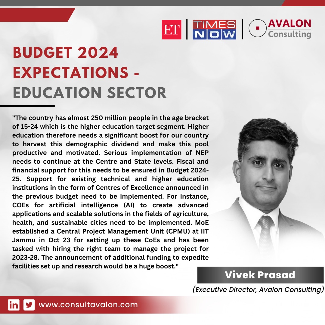 Times Now ET Budget 2024 Expectations Education Sector Avalon   Budget 2024 Expectations Vivek Prasad 